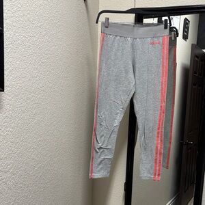 Adidas Kids Leggings in Gray with Pink Stripes